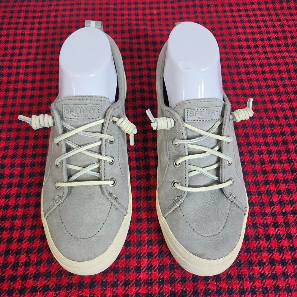 Sperry Crest Vibe Washable Leather Sneakers Gray Women's Size 8